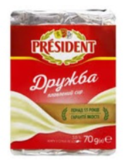 Сир плавлений Дружба 38% TM PRESIDENT 0,07кг